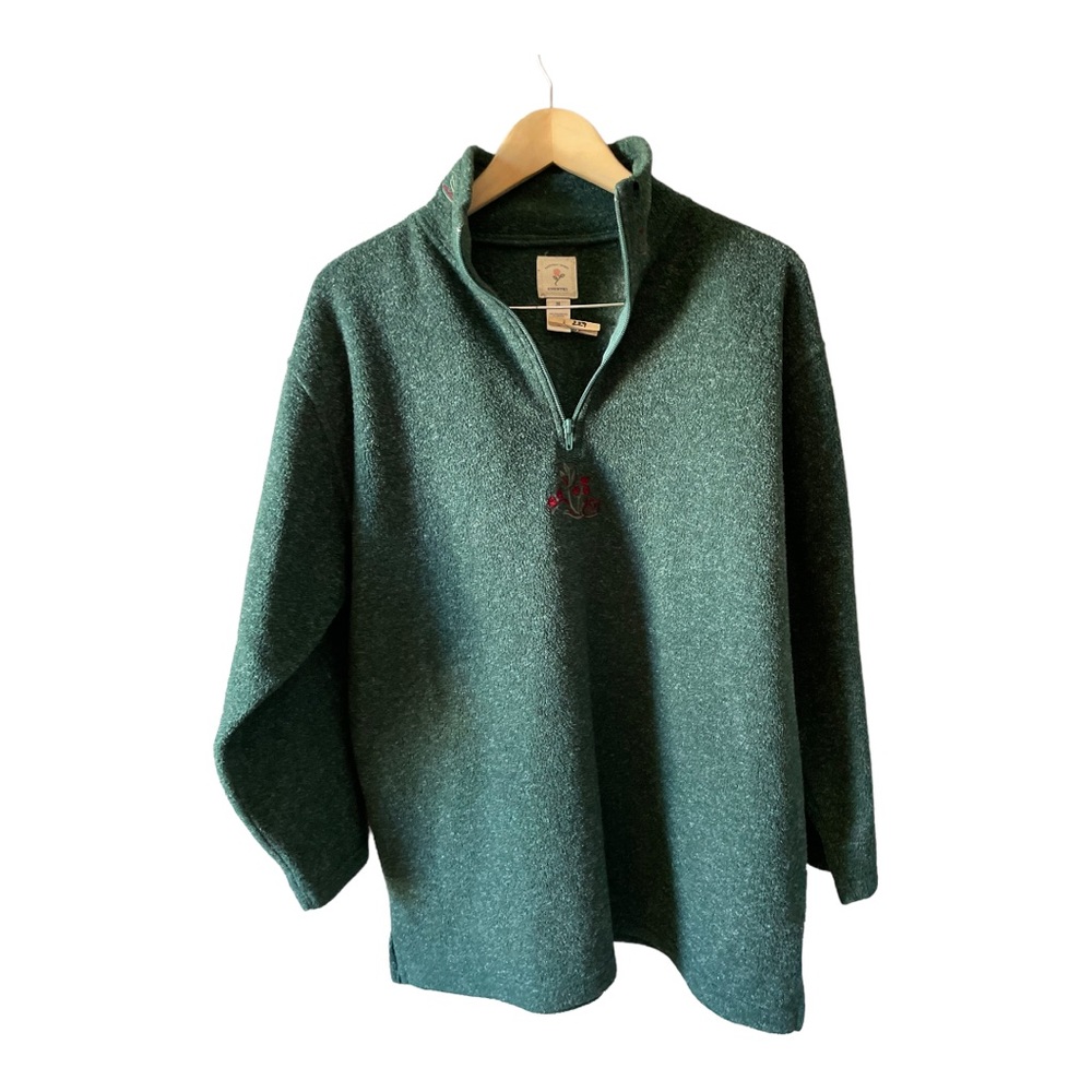 Vintage Victoria’s Secret Country Green Fleece Quarter Zip Pullover Size Medium